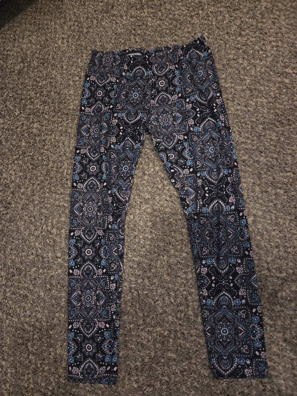 Women's Navy Blue Patterned Stretch Jeans